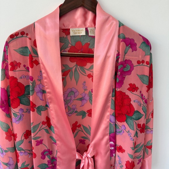 Vintage Victoria's Secret Gold Label Floral Wrap Kimono Robe One Size - Picture 5 of 9